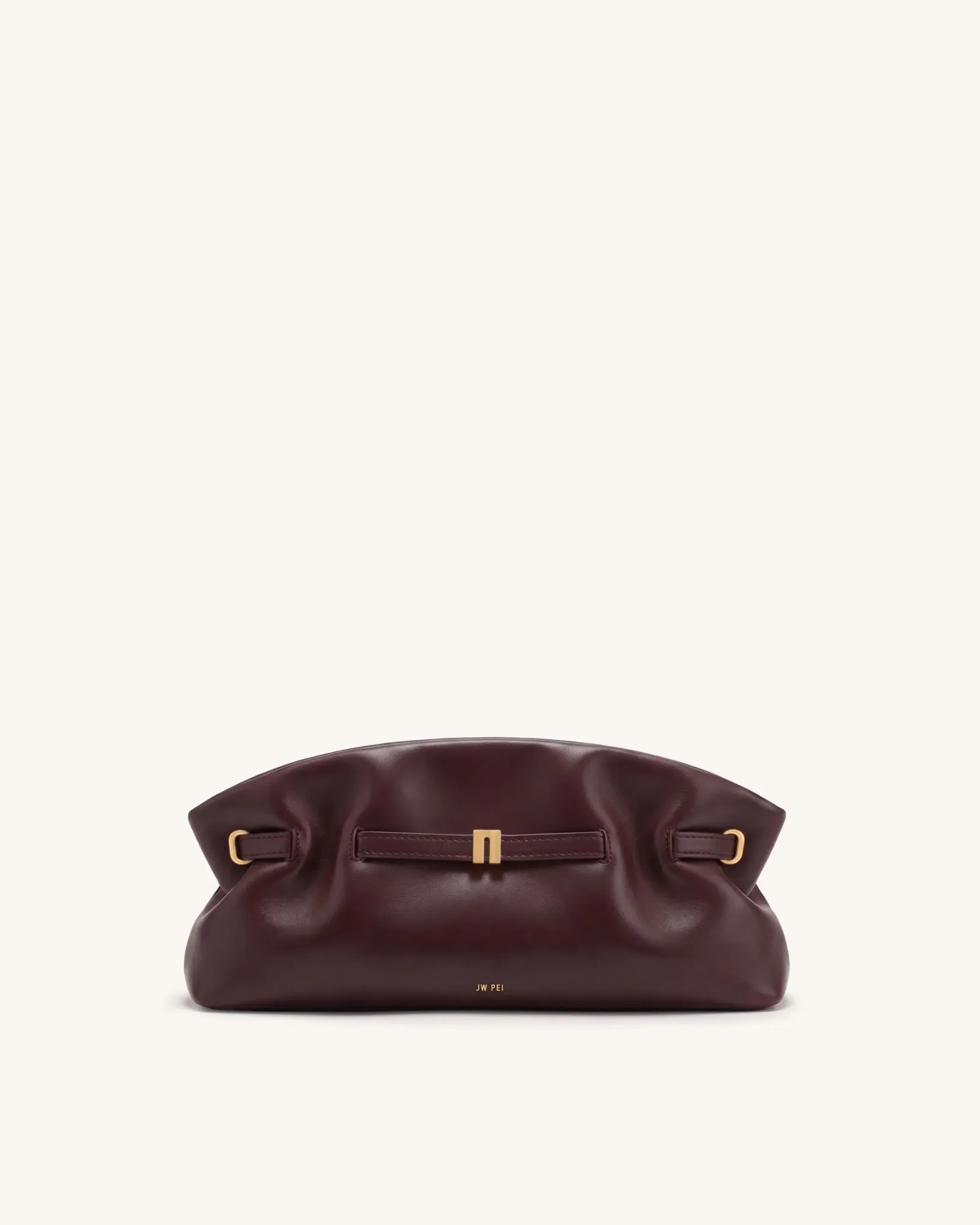 Hana Ruched Metal Clasp Clutch Bag – Burgundy
