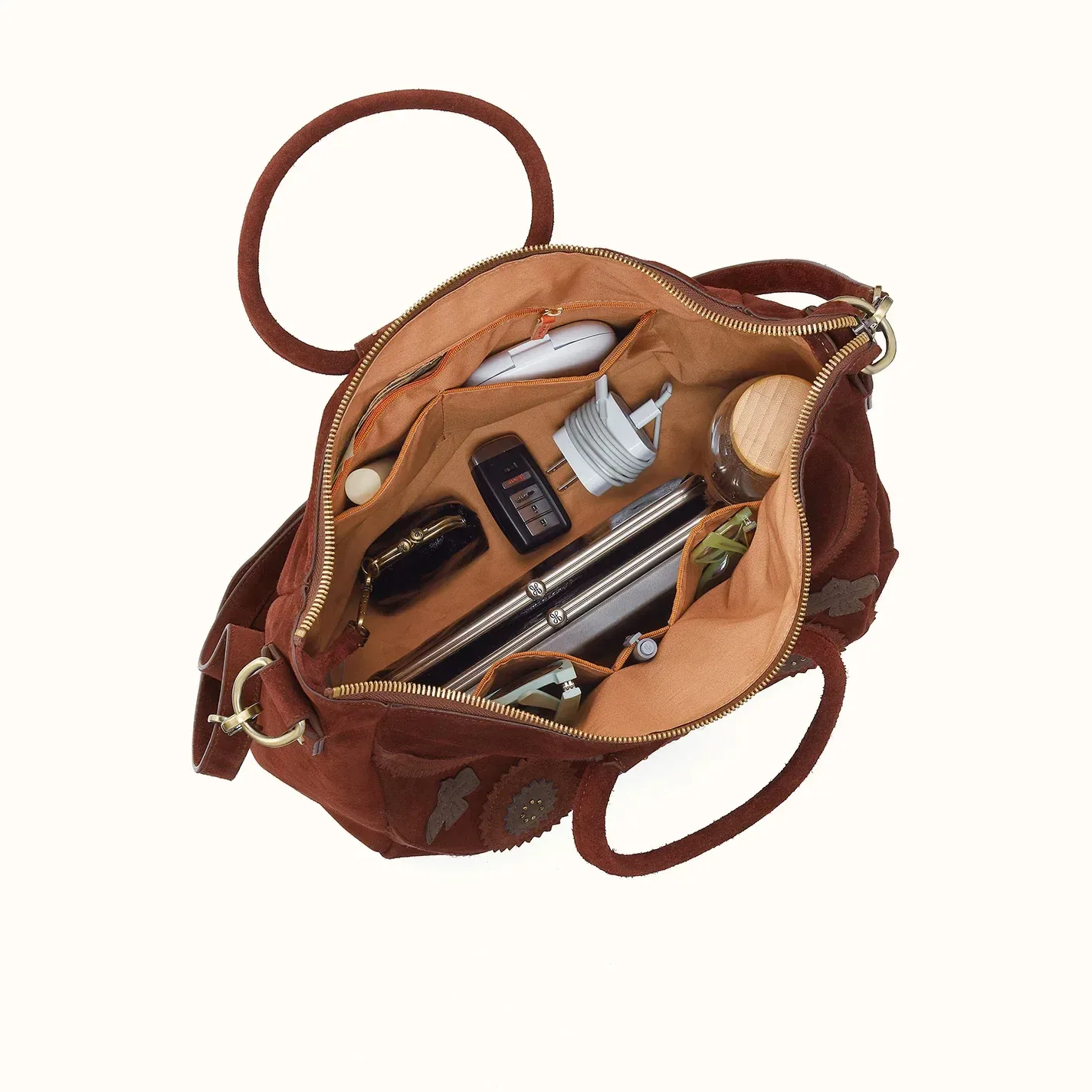 Sheila Large Satchel In Suede Leather – Chocolate