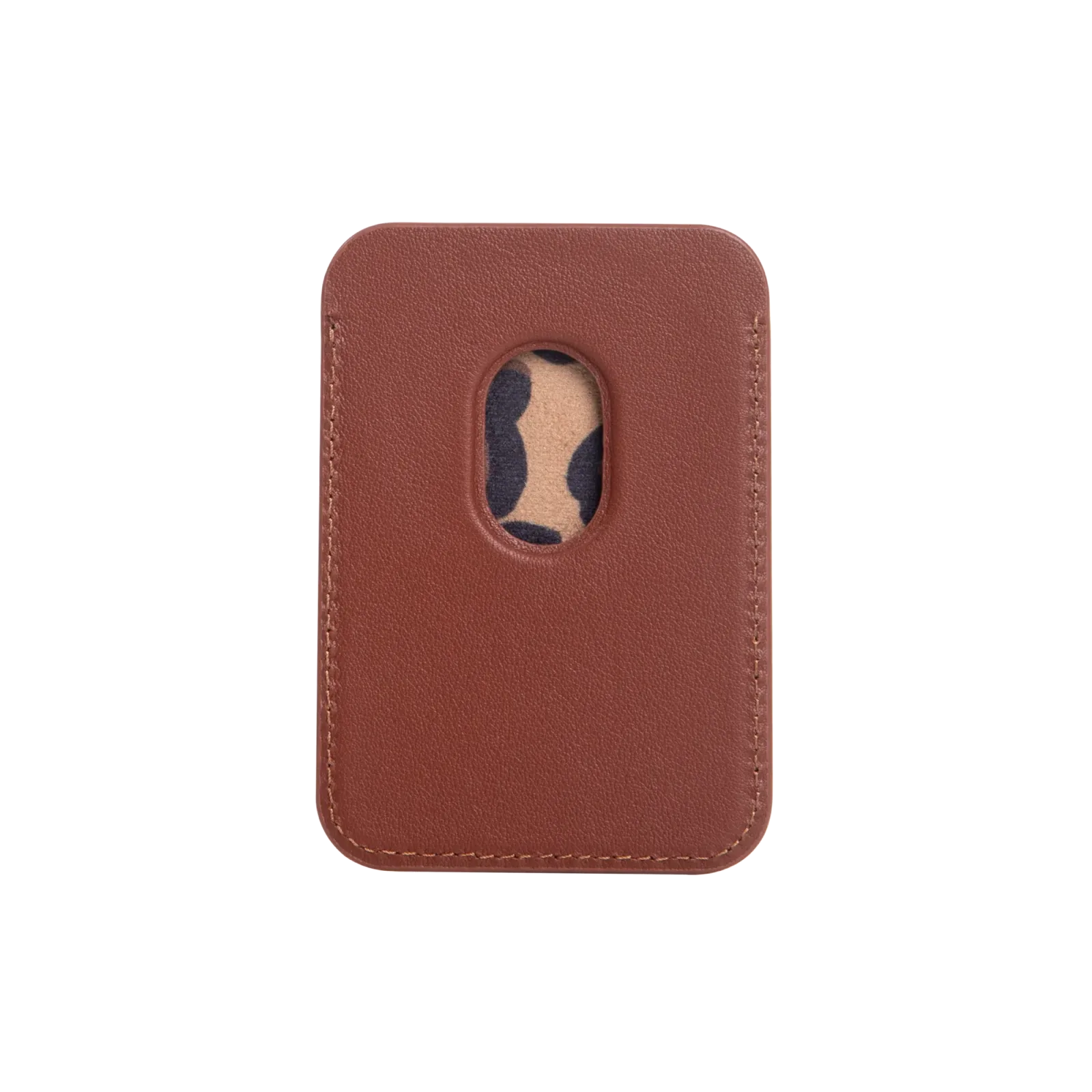 Embossed Cognac Magnetic Card Holder