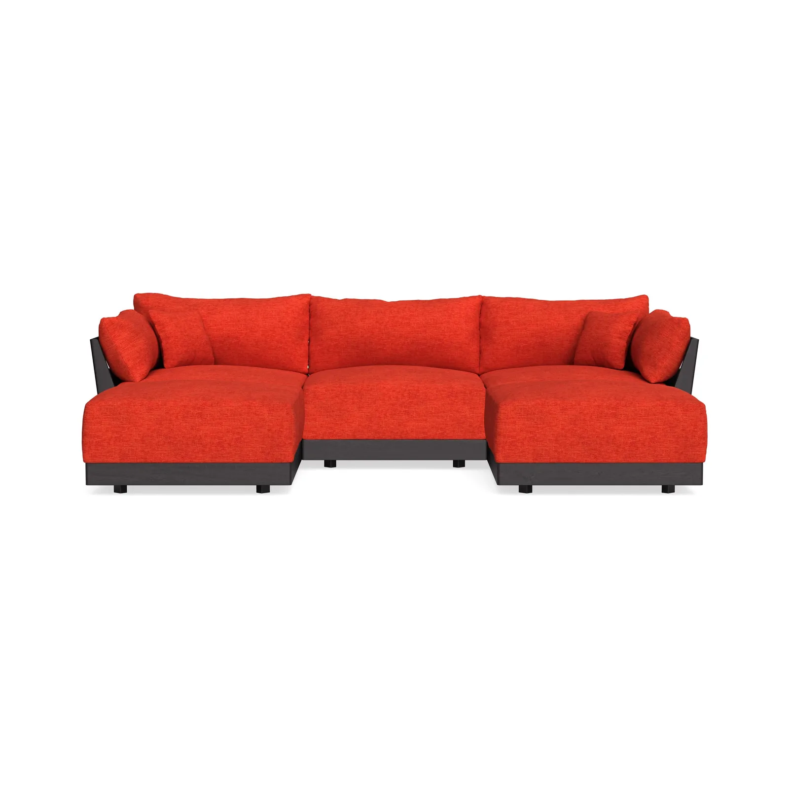 Modular Bondi Black 3-Seater U-Sectional in Poppy Orange – Classic Blend