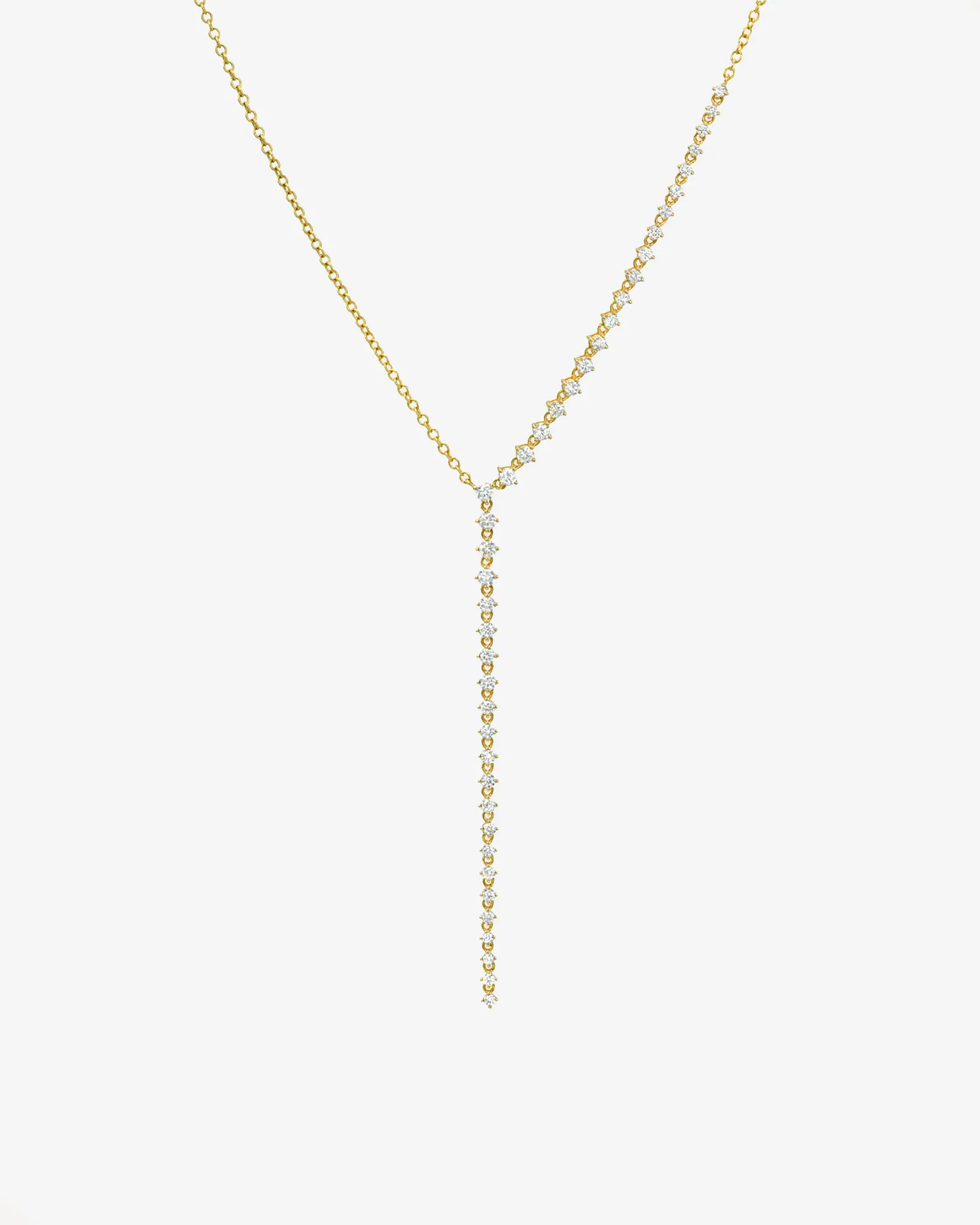 14k 4 Prong Half Diamond Tennis Lariat