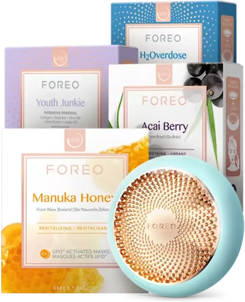 UFO™ 3, UFO™ H2Overdose Masks (x6), UFO™ Youth Junkie Masks (x6), UFO™ Manuka Honey Masks (x6) & UFO™ Acai Berry Masks (x6)