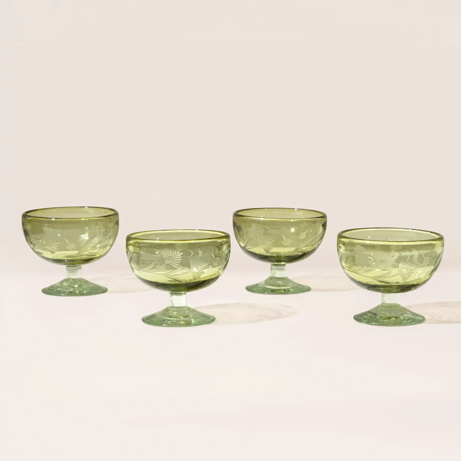 Etched Thistle Coupe, Set of 4