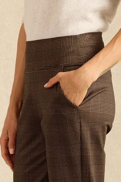 Nina Straight Leg Pant: Prince of Wales Plaid