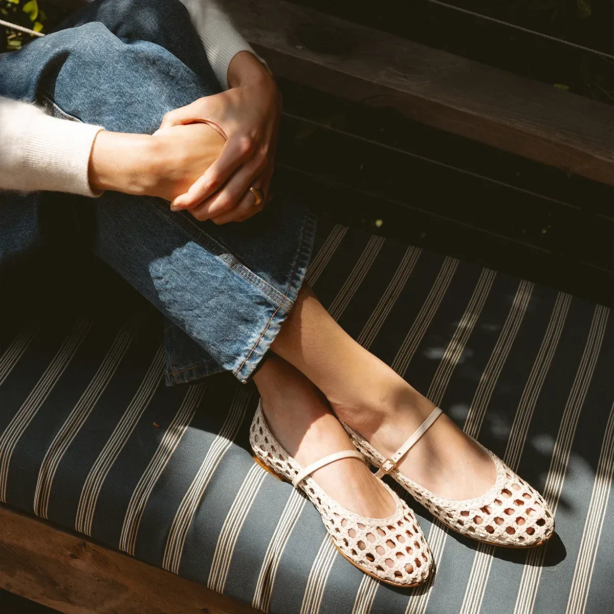 The Demi Jane – Ecru Woven Leather