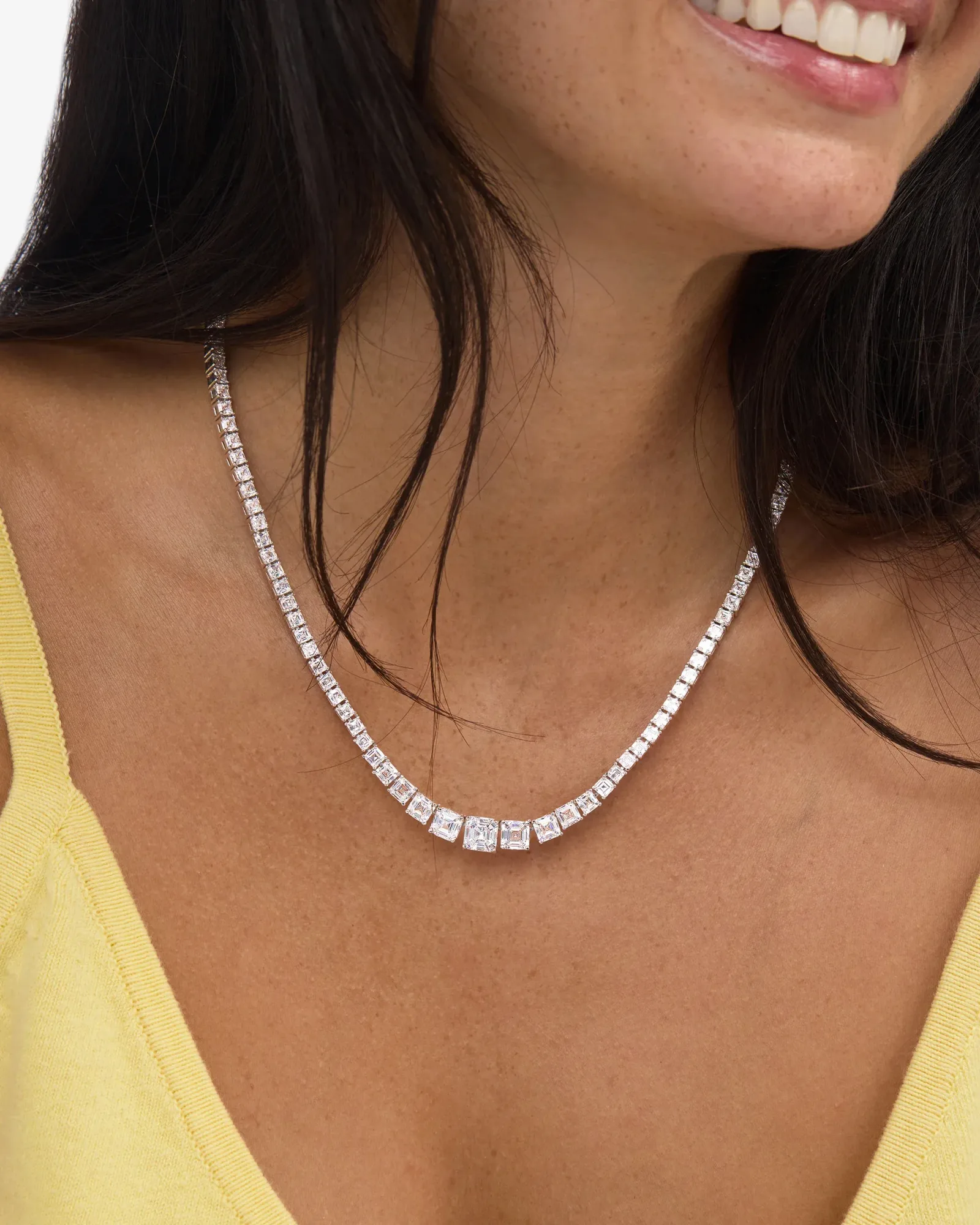 The Queen's Graduated Tennis Necklace – Silver|White Diamondettes