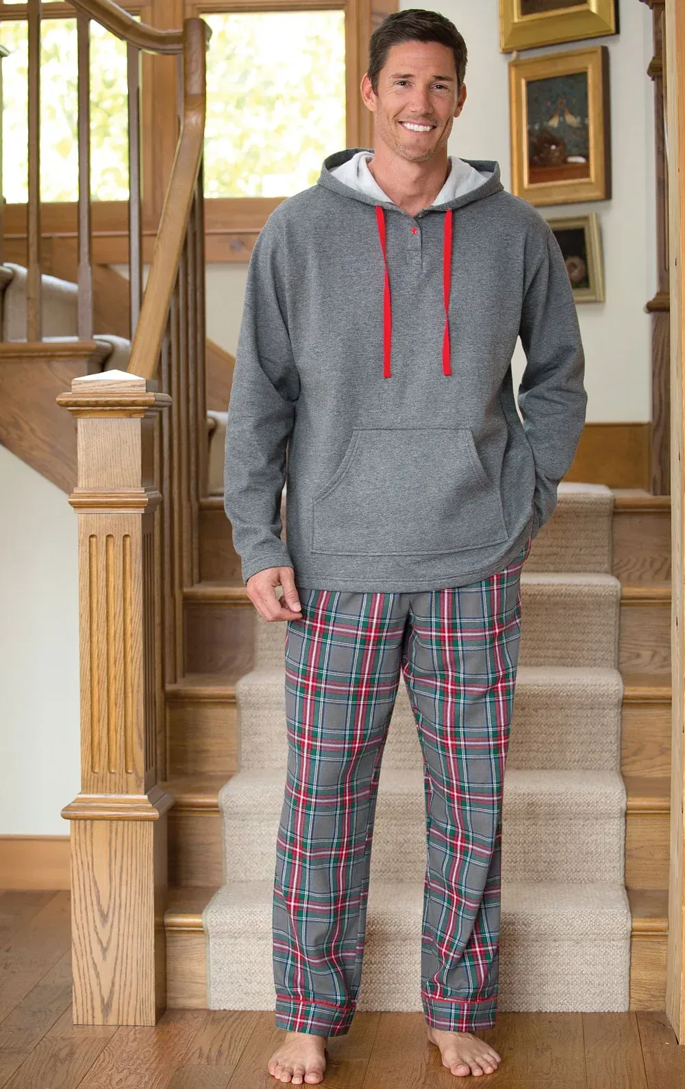 Gray Plaid Hoodie & Pant Men's Pajamas – Dad and Me