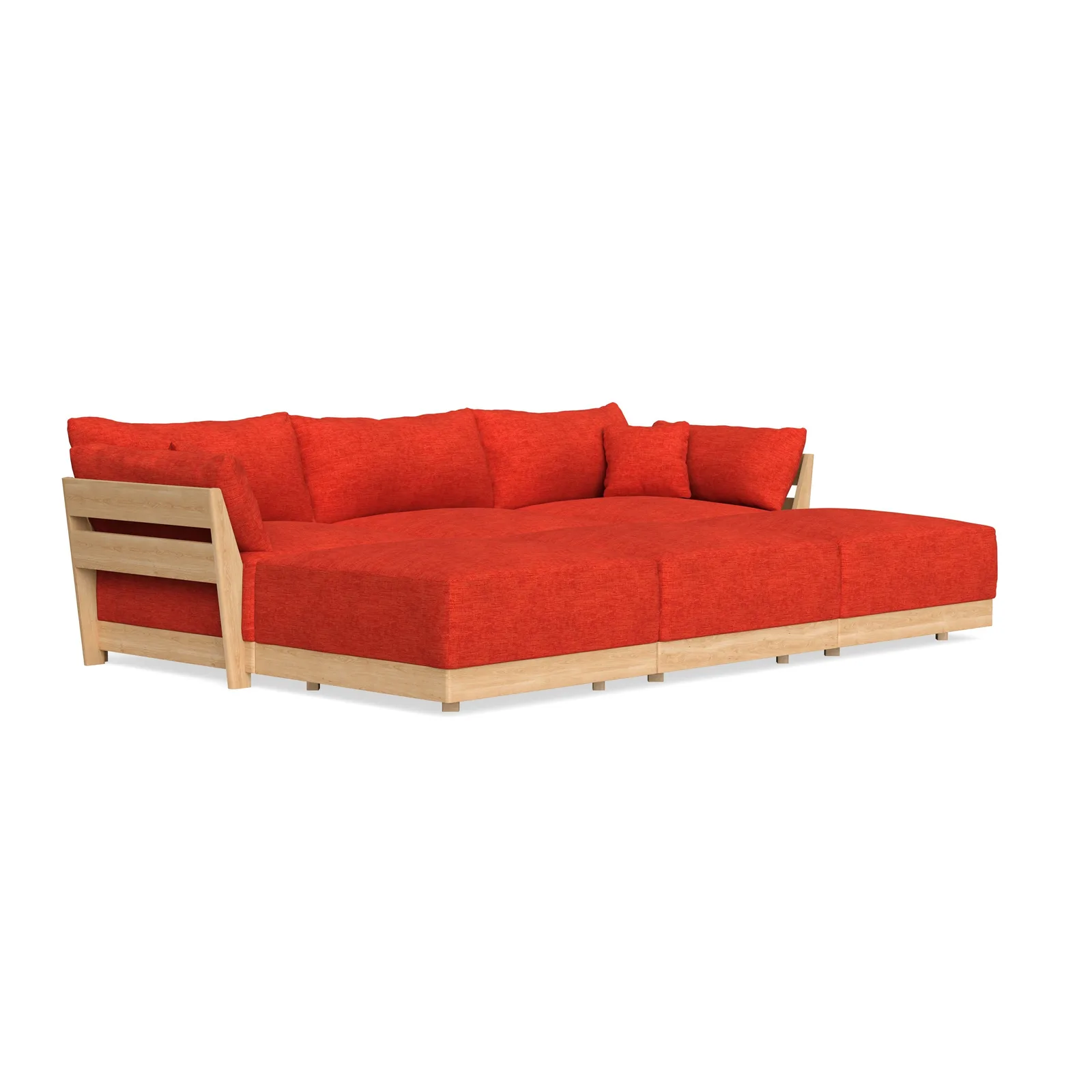 Modular Bondi Latte 3-Seater Daybed Sofa Sectional in Poppy Orange – Classic Blend